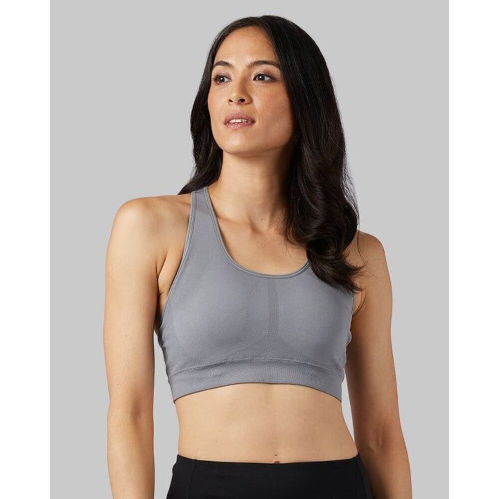 WOMEN'S SEAMLESS RACERBACK SPORTS BRA Steel Grey